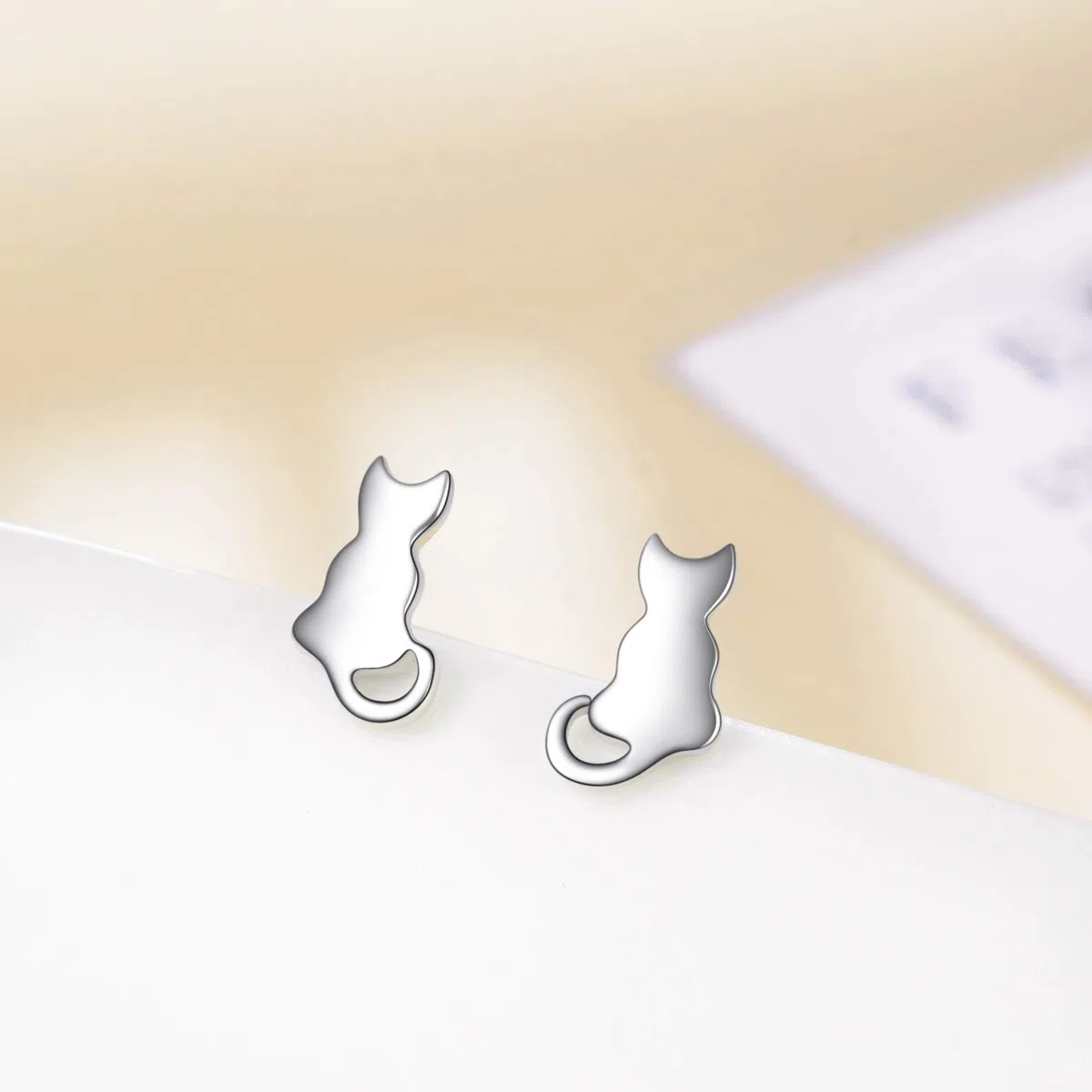 Orecchini a perno in argento Sterling con gatto, ipoallergenici, per donne