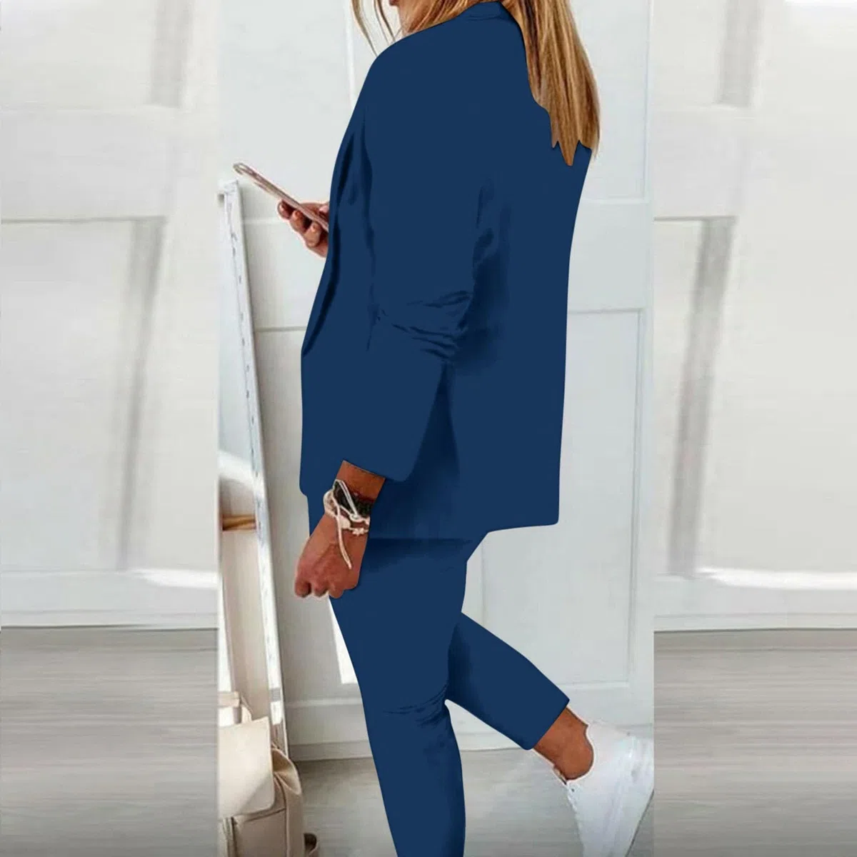 Generico Completo da Cerimonia Donna Elegante Due Pezzi Tailleur con Pantaloni E Giacca Leggeri Lavoro Cerimonia con Risvolto Maniche Lunghe Completo Business Suit E Lavoro