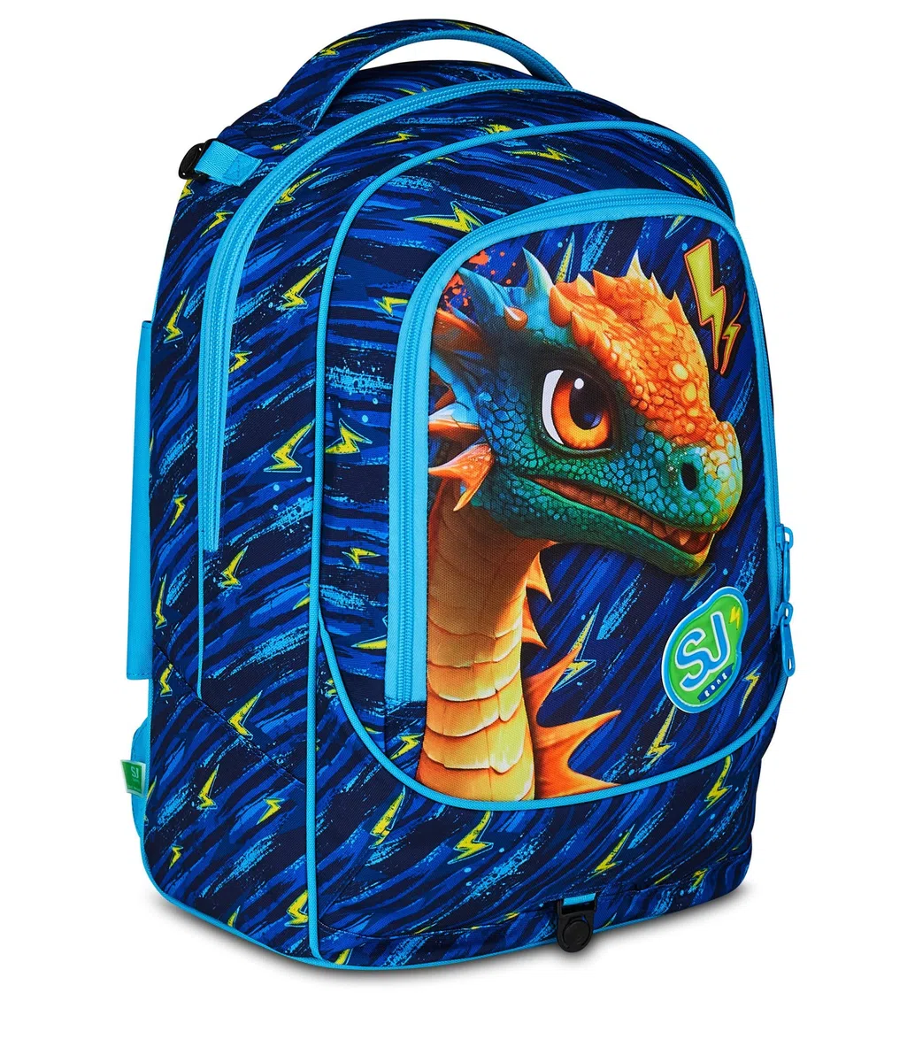 SJ GANG STYLE JAM GANG Trolley Scuola Jack 3 Ruote Dragon Glide, Blu, 3 in 1, Zaino Triplo Uso con Carrello Sganciabile, 33 L, Zaino Scuola Elementare, Zaino Bambino