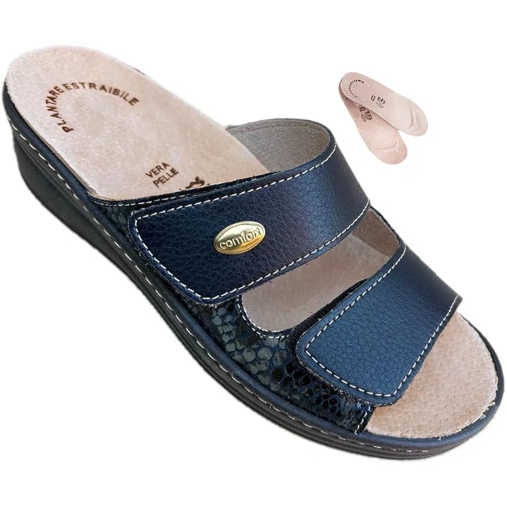 ciabatte Confort DONNA ecopelle regolabili a strappo PREST1GE plantare estraibile 2cm adatta per plantari su misura