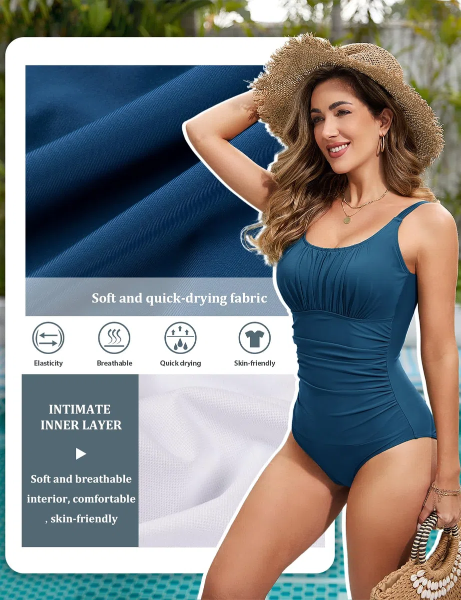 Costume Intero Donna Contenitivo Pancia Costumi Piscina Mare Costume Curvy Costume da Bagno Donna Push up Monokini con Swimwear Imbottito Scollo a U Schiena Bassa