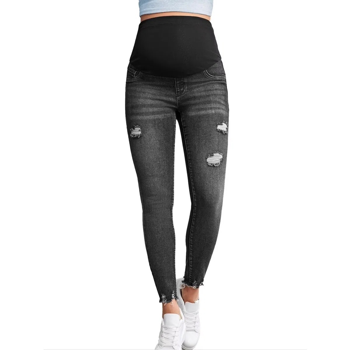 Jeans Premaman Skinny per Donne Incinte, Pantaloni Premaman Lunghi, Pantaloni Premaman Destroyed Maternity Jeans Leggings per Gravidanza