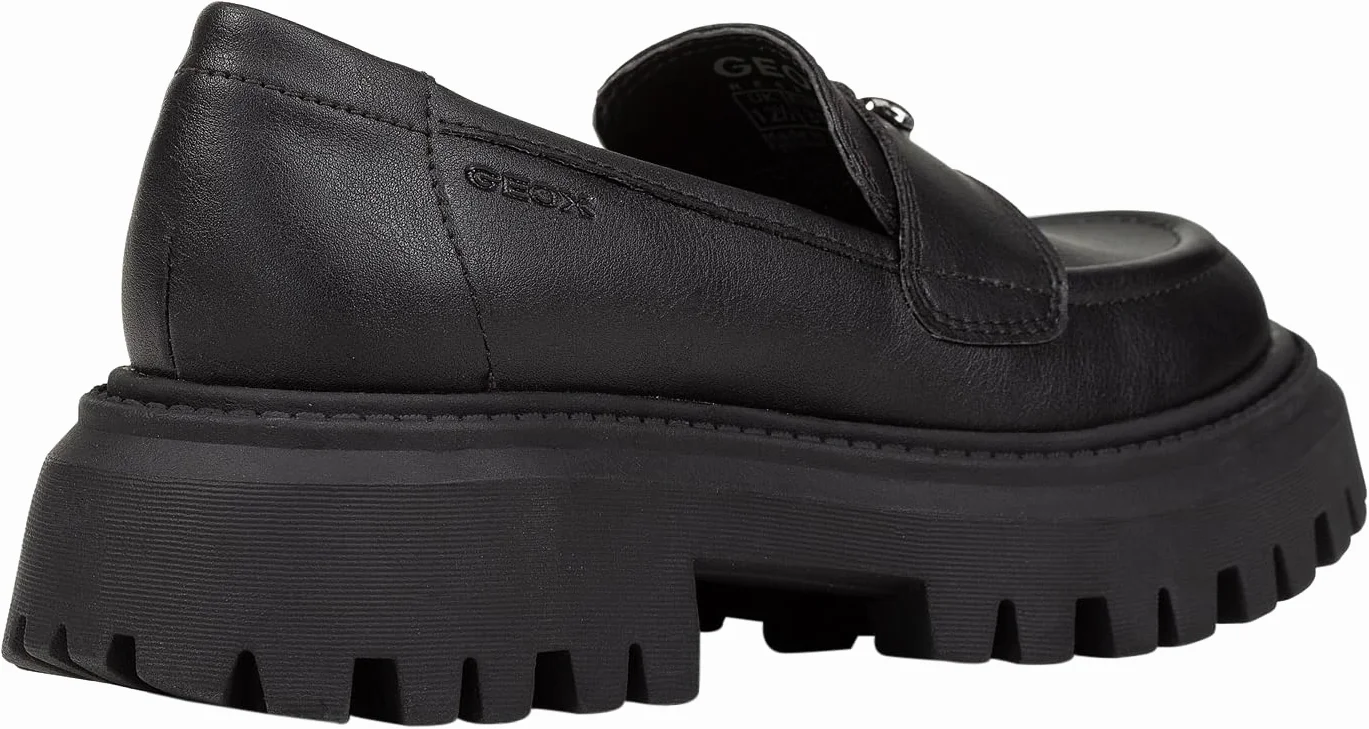 Geox Girl's J Maquinnens E Moccasin, Nero, 8 UK