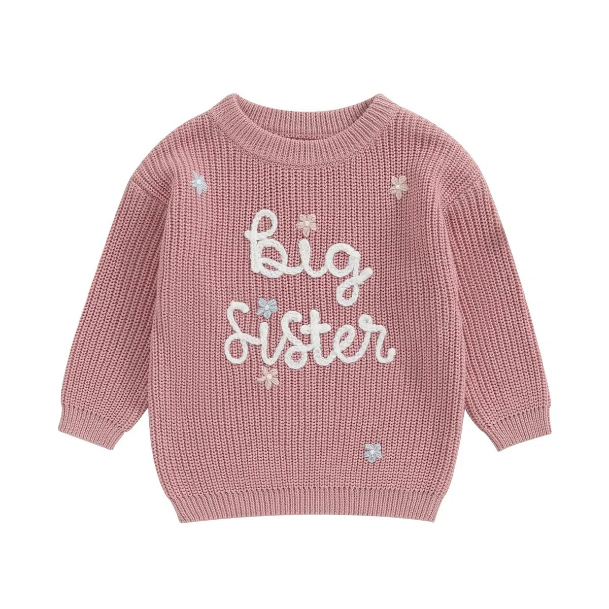 Yassiglia Big Sister Little Sister Abbigliamento per bambine con ricamo, maglione per bambini, a maglia, per l'inverno, caldo, per la sorella