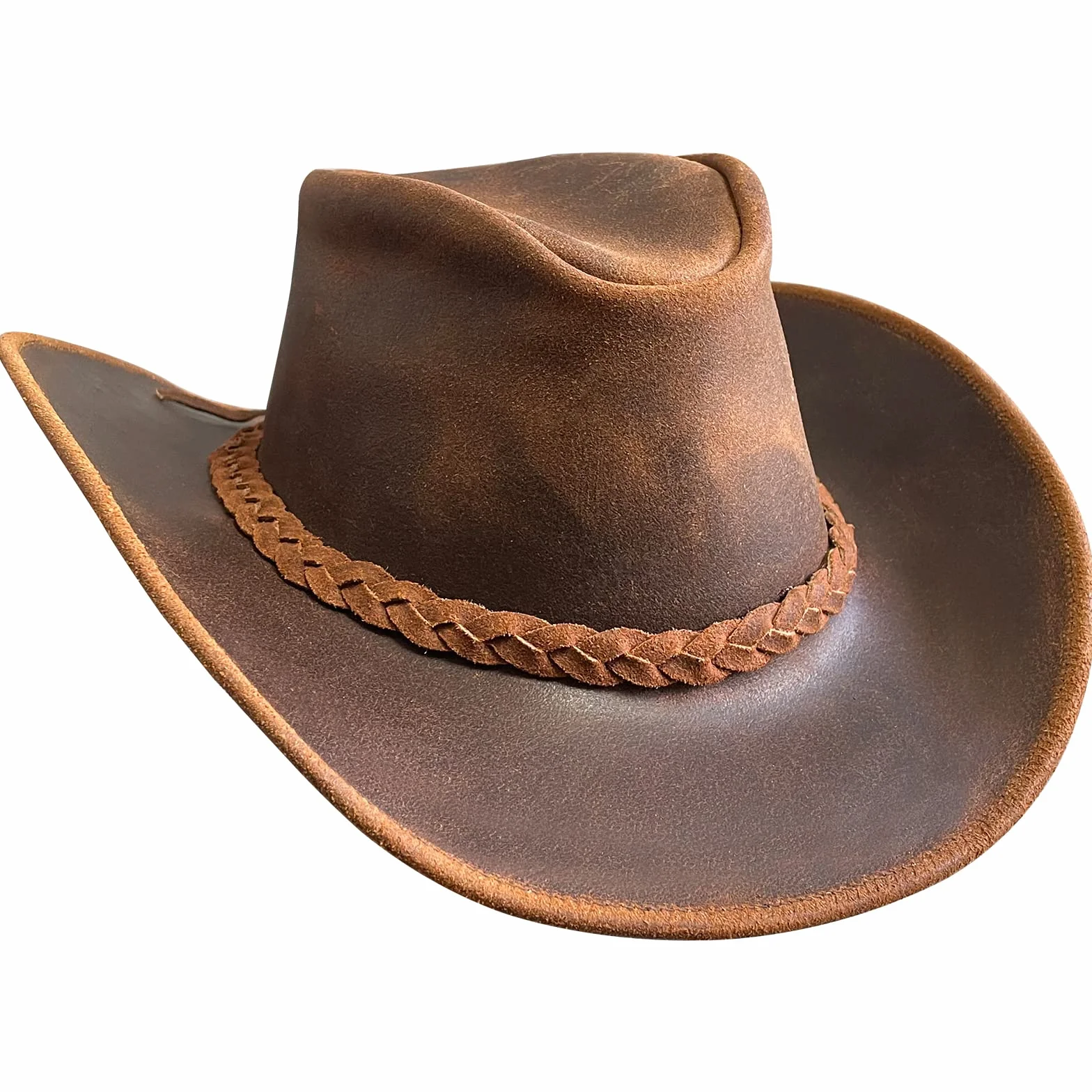 BRANDSLOCK Cowboy Cappello in Pelle Australiana, Fatto a Mano, Leggero e modellabile. Tesa Larga per, Ideale per Uomo, Donna, Feste, Costumi e Viaggi.