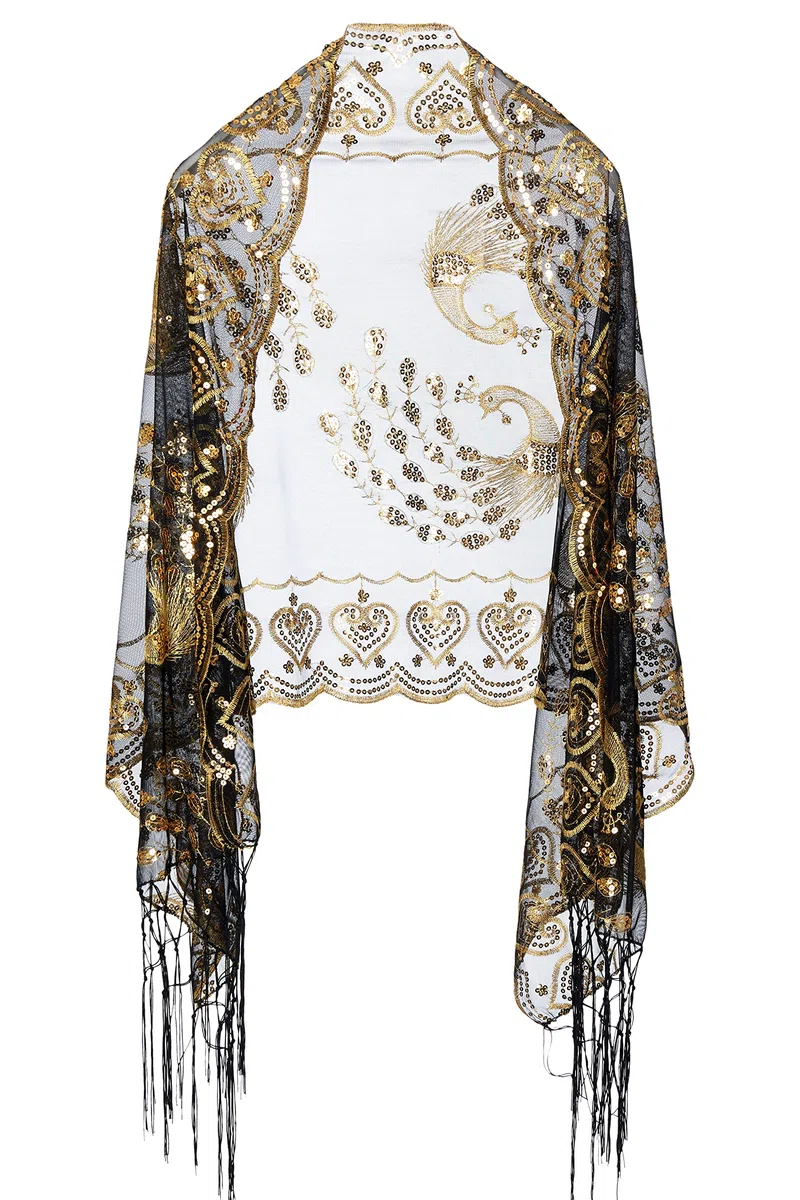 BABEYOND Scialle Con Paillettes Anni '20 Scialle di pashmina Donna
