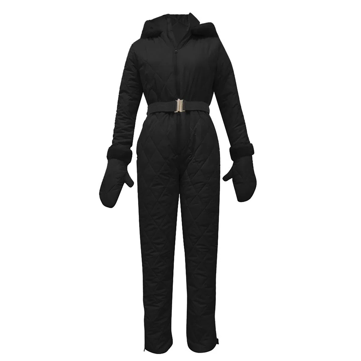 Elegante tuta da sci da donna monopezzo tuta da sci invernale tuta da sci sportiva con cappuccio tuta da neve sportiva da donna moda casual collo in pelliccia spessa tuta da sci snowboard sport