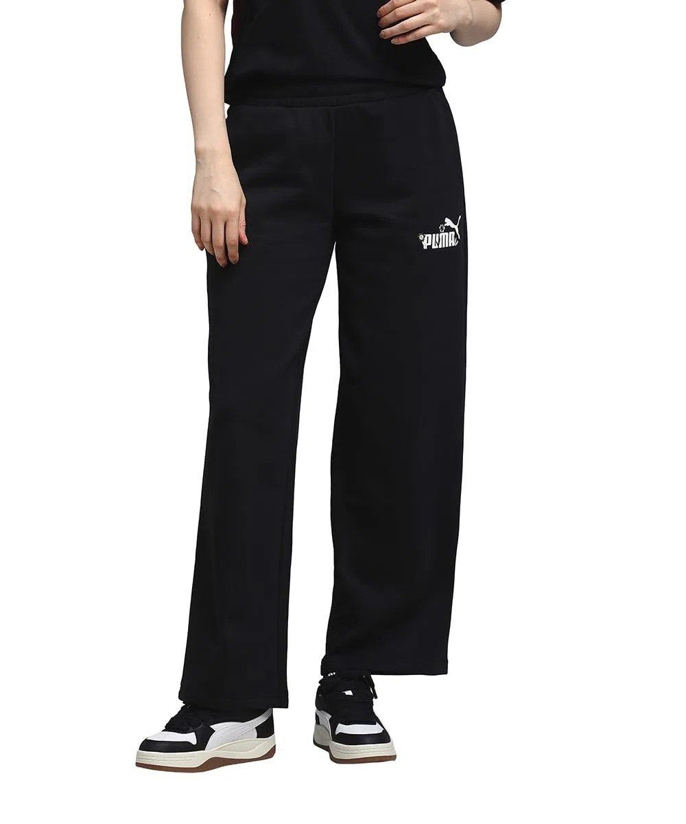 PUMA - Ess Nature 2.0 Comfort Logo Straight Pants FL Op, Pantaloni in Maglia Donna