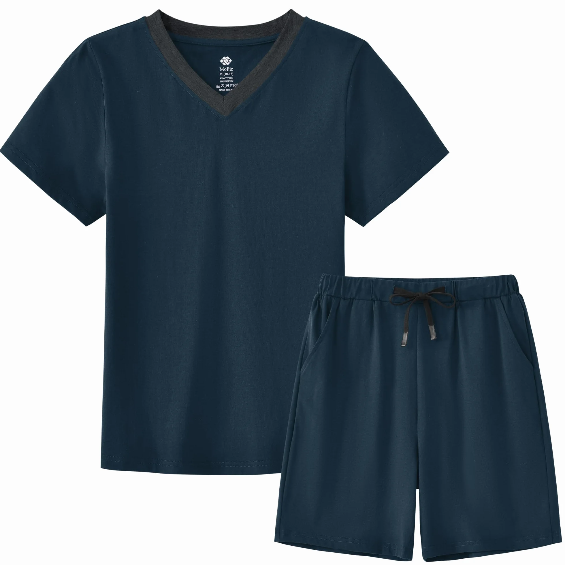 MoFiz Pigiama Ragazzo Cotone Estate Set di Pigiami Due Pezzi con Scollo a V Manica Corta Maglie Pigiama e Pantaloncini Bambini e Ragazzi 8-18 Anni