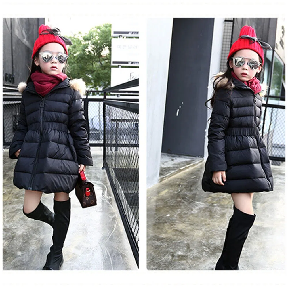 Piumino Bambina Invernale Giacca Bambina Piumino lungo Cappotto per Bambini Elastic