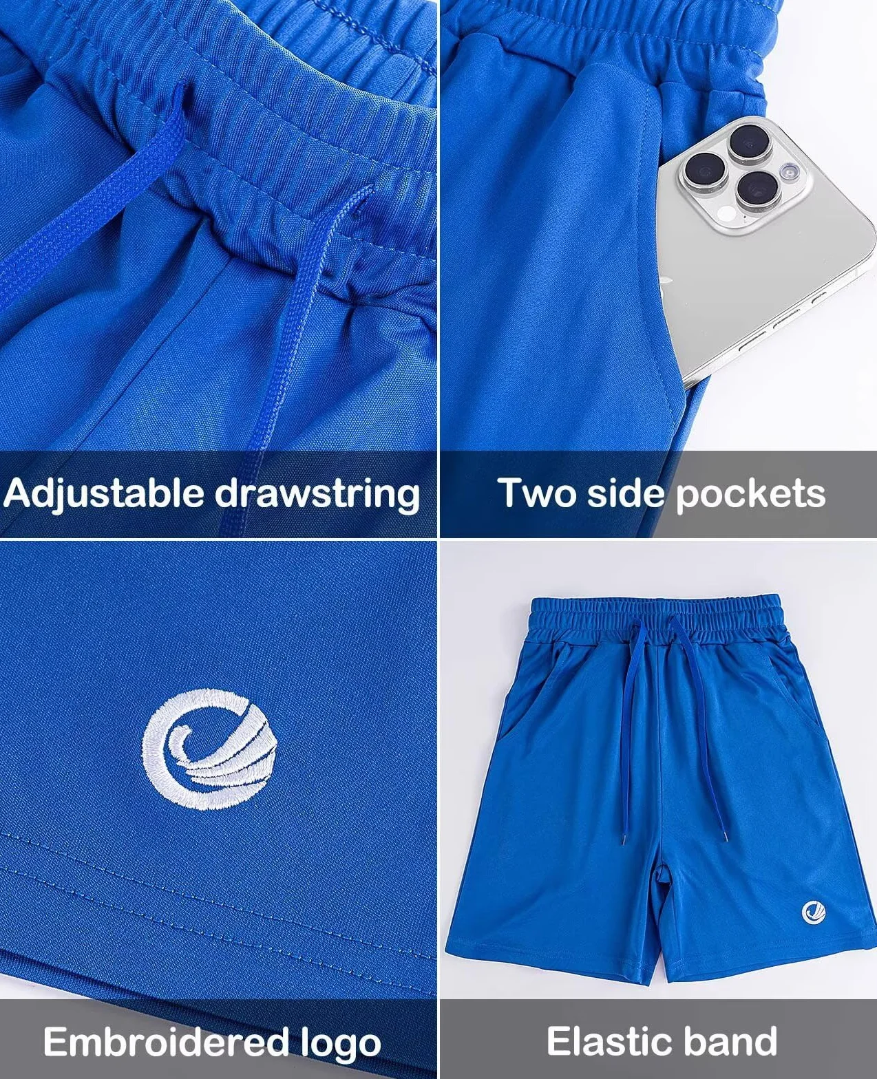 OCYMA Confezione da 5 pantaloncini sportivi per ragazzi con tasche, pantaloncini per ragazzi ad asciugatura rapida, pantaloni da basket per corsa e palestra