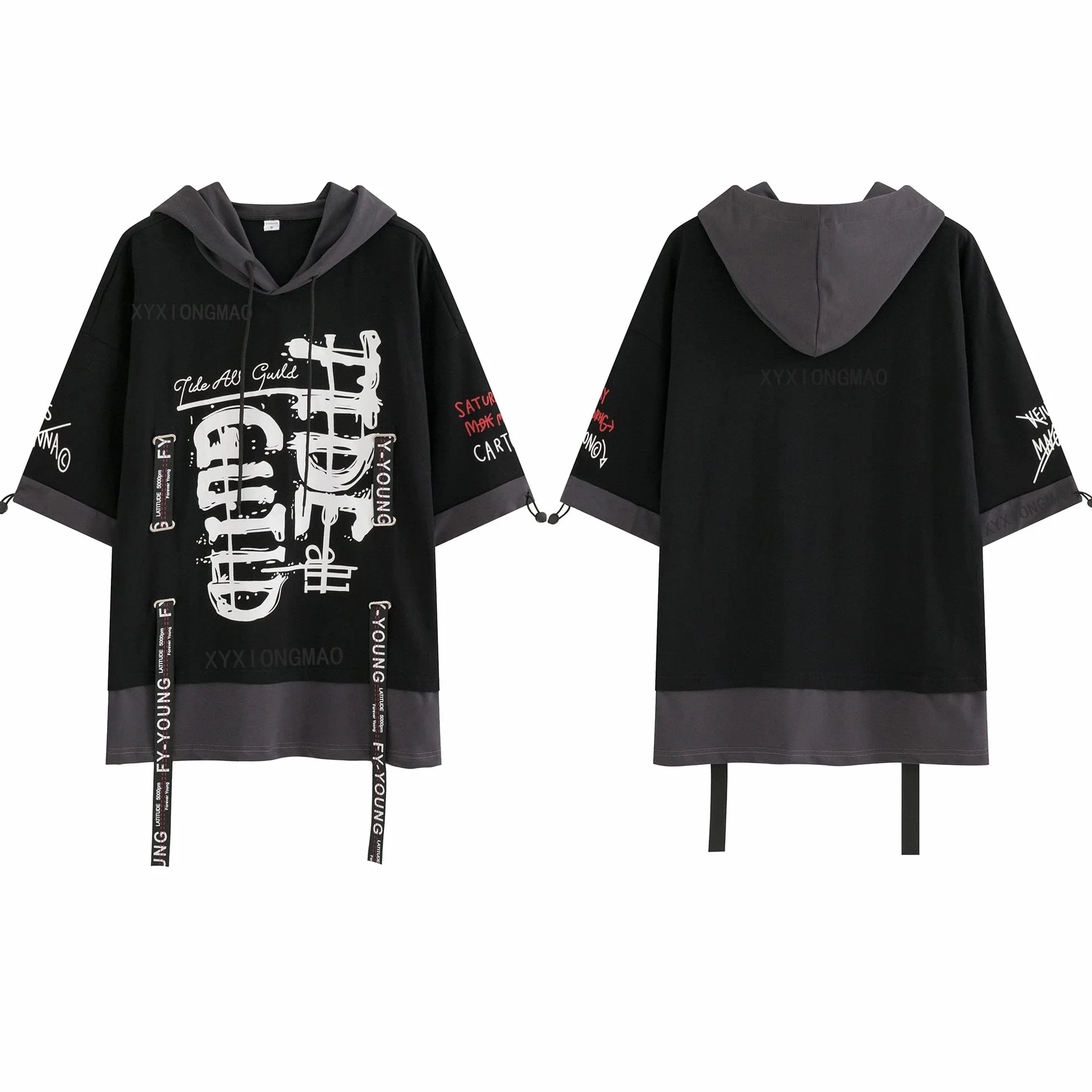 XYXIONGMAO Techwear Camicia Giapponese Streetwear Hip Hop Camicie Uomo Grafica T Alfabeto Design Workwear Gotico Felpa Con