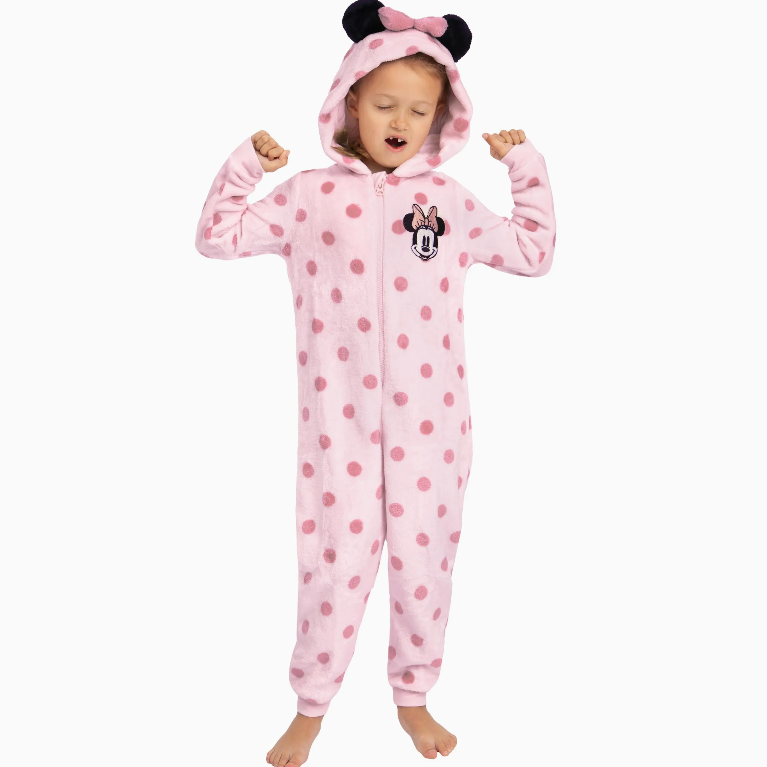 Disney Pigiama Intero Minnie Mouse, Pigiama Bambina Pile, Pigiama Inter Topolina con Orecchie 3D