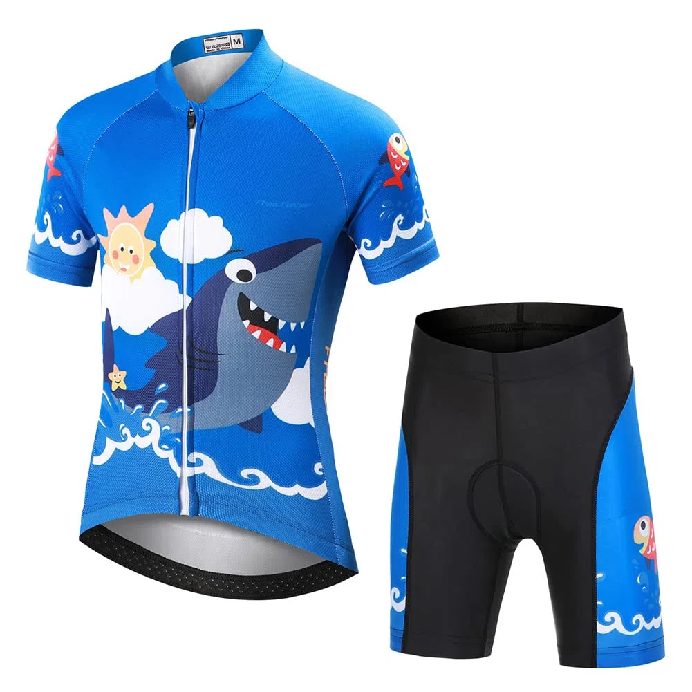 Set da Ciclismo Bambino Maglia a Maniche Corte e Pantaloncini con Seduta Imbottita Completo da Ciclismo Bambini Ragazze