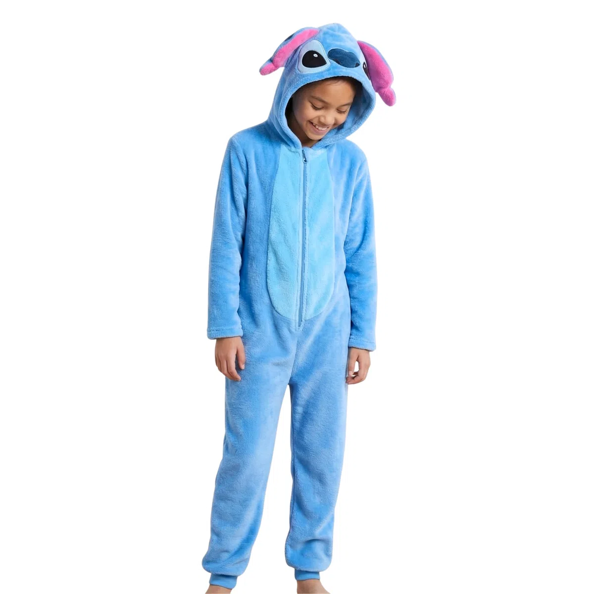 Disney Stitch Pigiama per Ragazze, Pigiama Intero con Cappuccio 3D Design Morbido, Regalo per Bambina e Adolescenti, Taglie 6 a 12 Anni