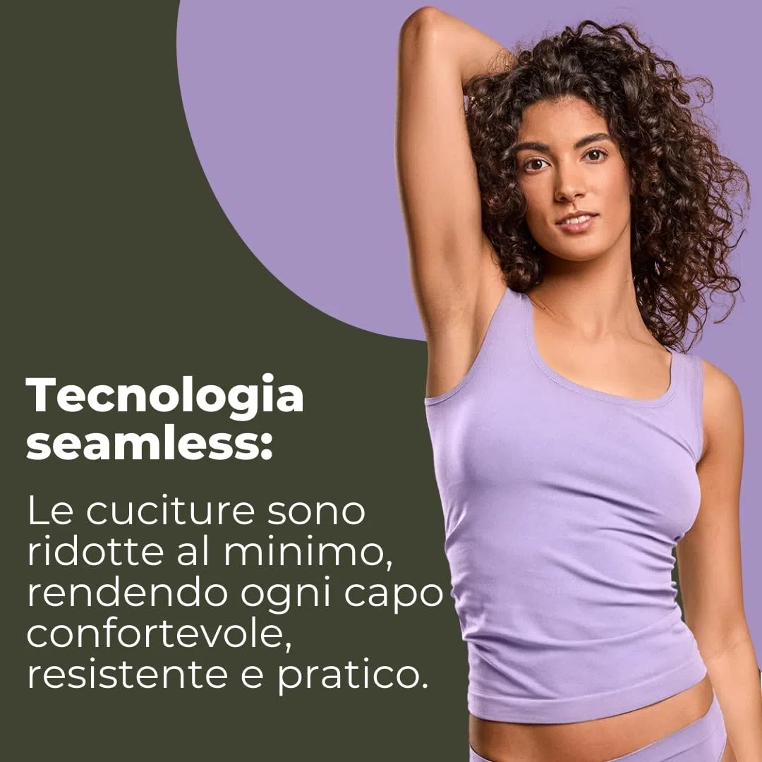 FOCENZA Set 3 Pezzi Canotta Donna Spalla Larga in Morbida Microfibra, Intimo Senza Cuciture in Vari Colori, Made in Italy