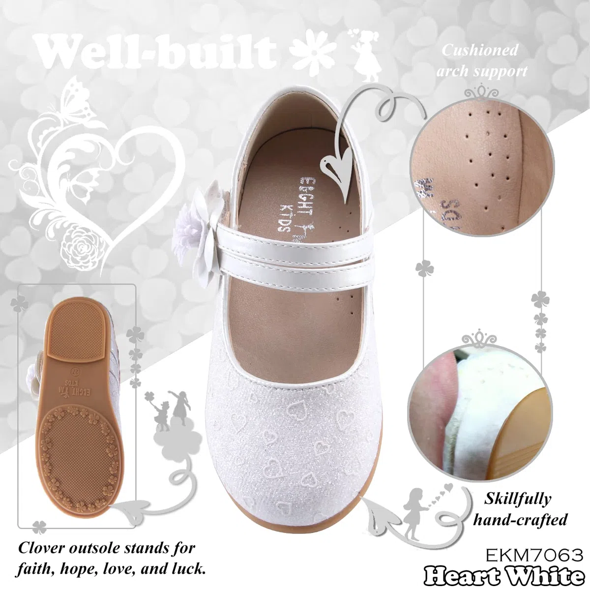 EIGHT KM Scarpe da Bambina Piccola Mary Jane Principessa da Sposa Ballerine EKM7063