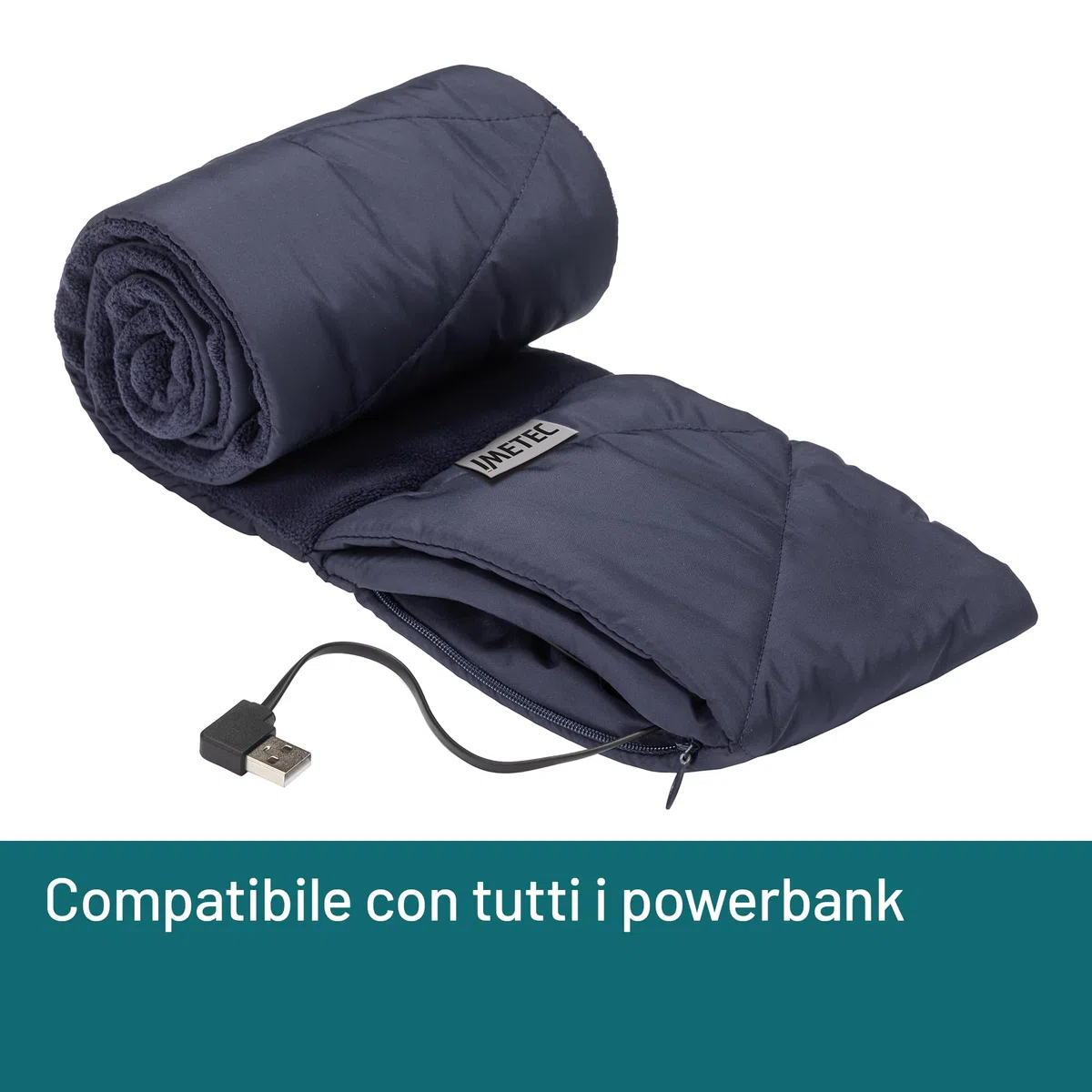 Imetec Heat On The Go Puffer Scarf - Sciarpa Riscaldante Cordless 3 Temperature, Blu - Calore Extra per Collo e Cervicale, Senza Fili Ricaricabile con Powerbank (non incluso)
