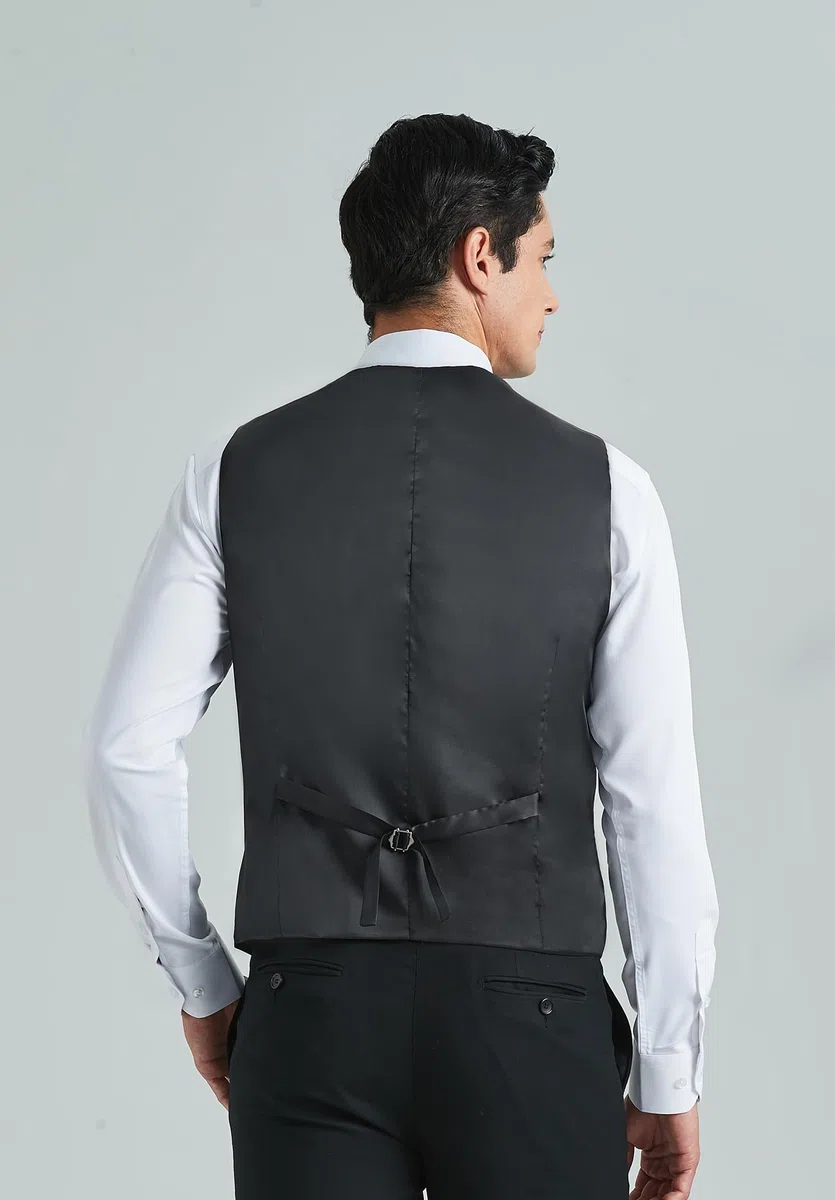 HISDERN Gilet Abito Uomo Formale Panciotto Uomo Elegante Classico Cotone Matrimonio Panciotti in Tinta Unita Con Tasche XS-4XL