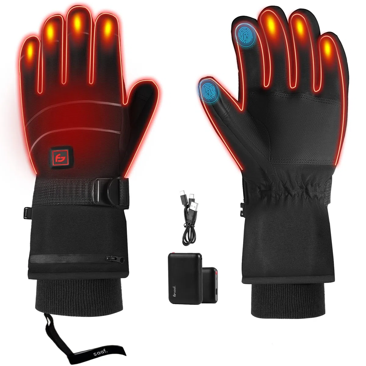 Guanti Riscaldati – Pro – 3 livelli – Guanti elettrici – Resistenti all'acqua e al vento – Guanti riscaldabili ricaricabili – Nero – di Saaf