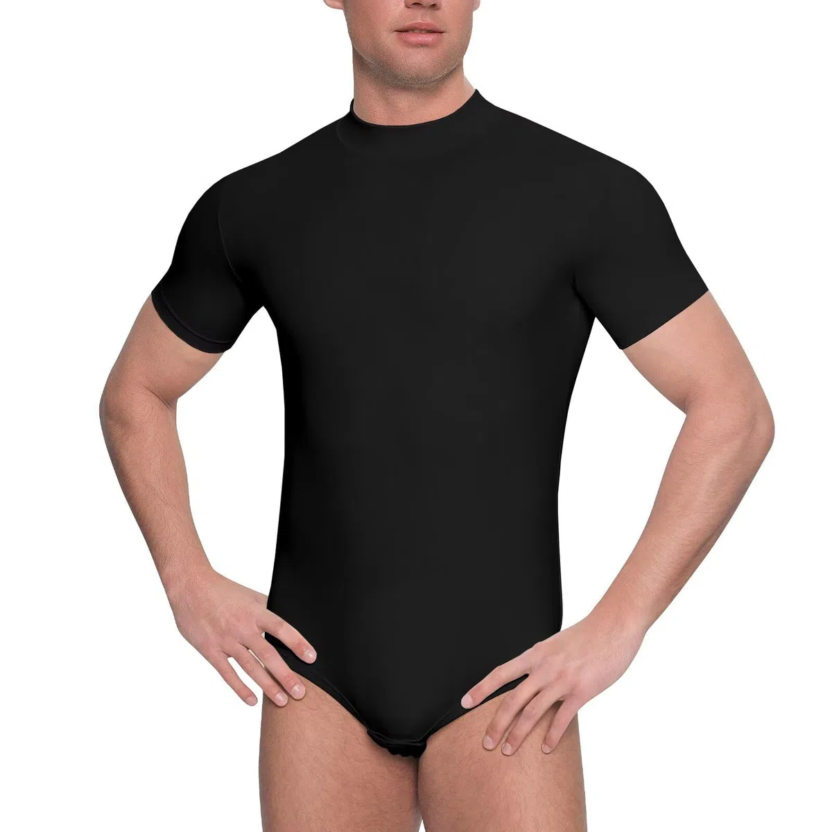 Landofgenie Body Uomo Manica Corta con Collo Mezzo Alto Body Elastico per Business Casual & Everyday Maglietta Base Estensibile