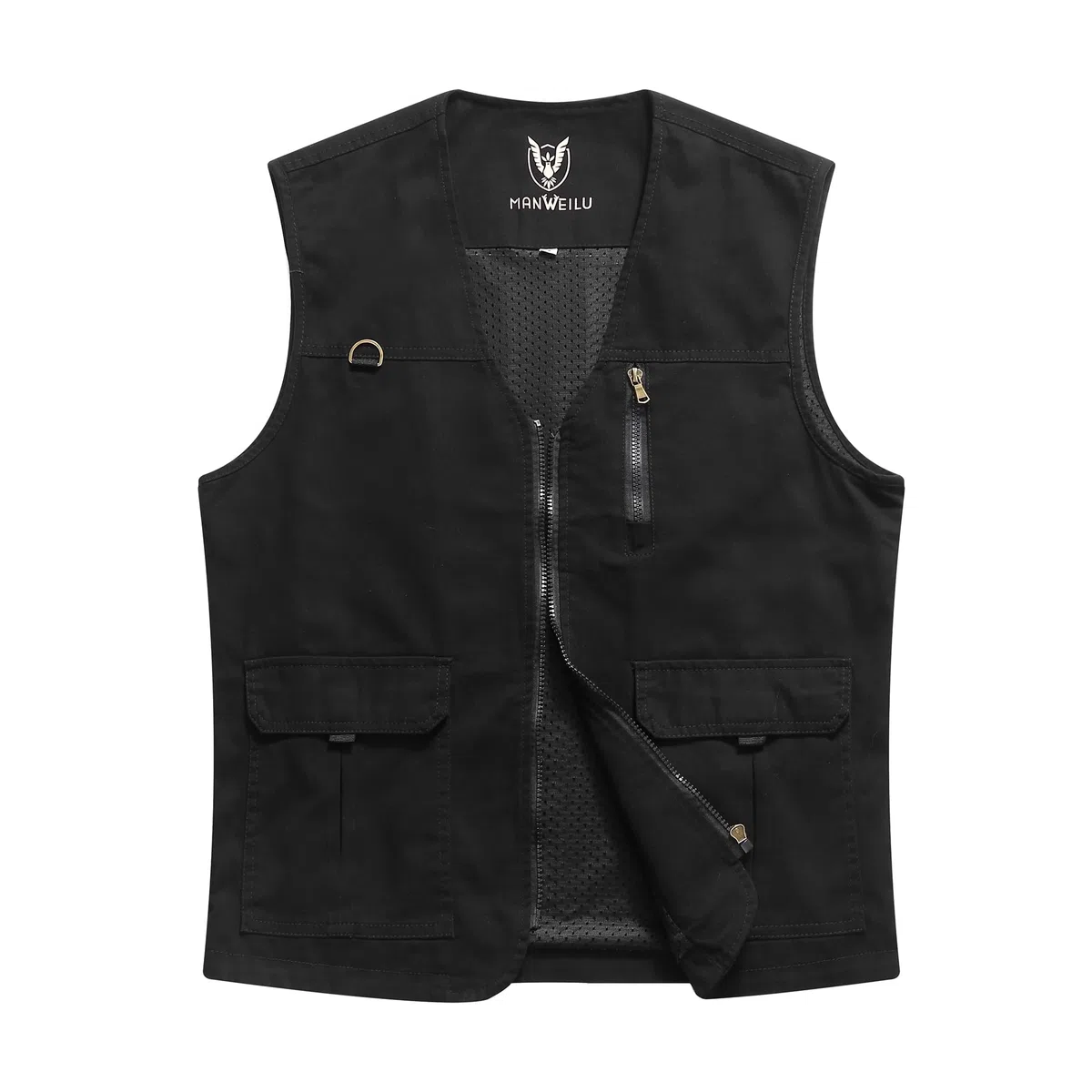 Gilet da Pesca da Uomo Casual Sport Giubbotto Leggero Cotone Gilet Multi-Tasche Senza Maniche Asciugatura Gilet Rapida Lavoro Giubbino per Safari Campeggio Gilet