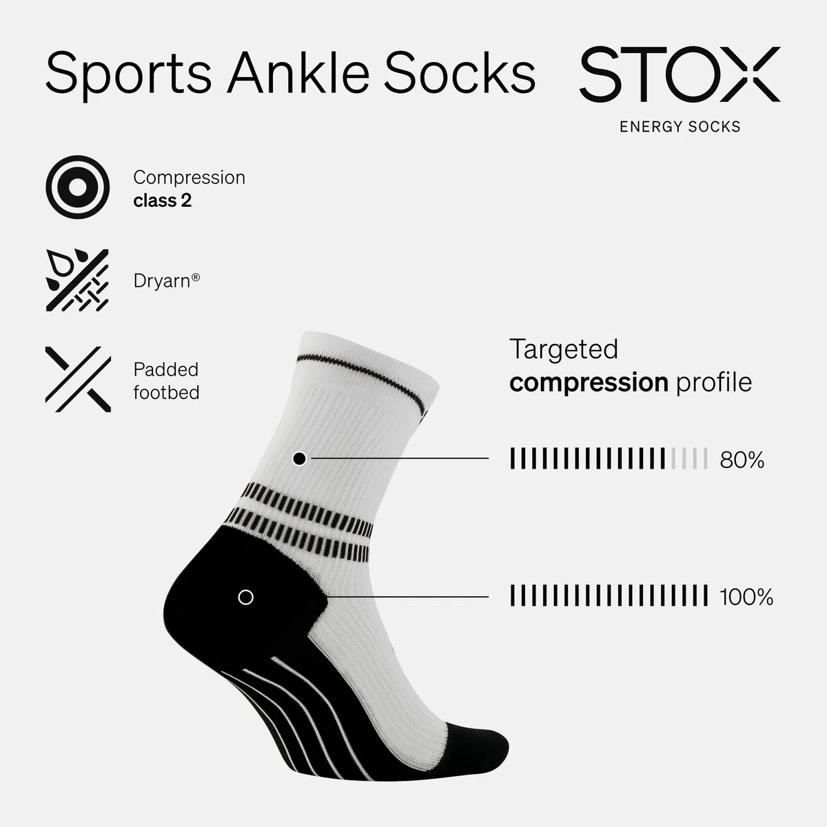 STOX Energy Socks, Calzini sportivi da uomo, classe di compressione, 23-32 mmHg, plantare imbottito, calze a compressione, calze sportive a compressione, calze a compressione