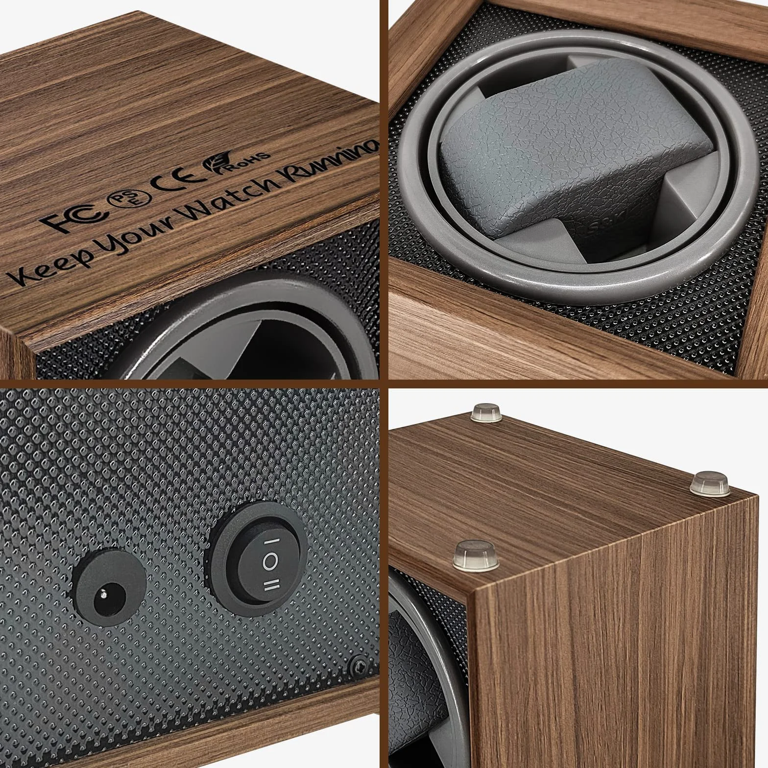 Avvolgitore automatico per orologi, scatola carica orologi singolo per 1 orologio, a carica automatica, in legno, con motore silenzioso, alimentato tramite USB