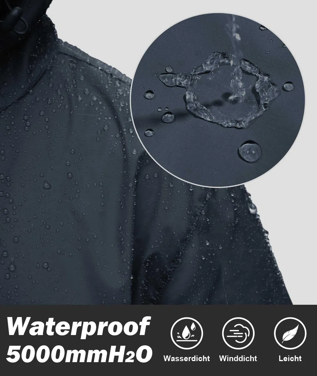 SPEEDRUN Rain Jacket Uomo Antivento Uomo Antipioggia Ripiegabile Giacca Antipioggia Impermeabile Tascabile Waterproof Jacket Man Moto Running Leggera Trekking Ciclismo Sport Outdoor