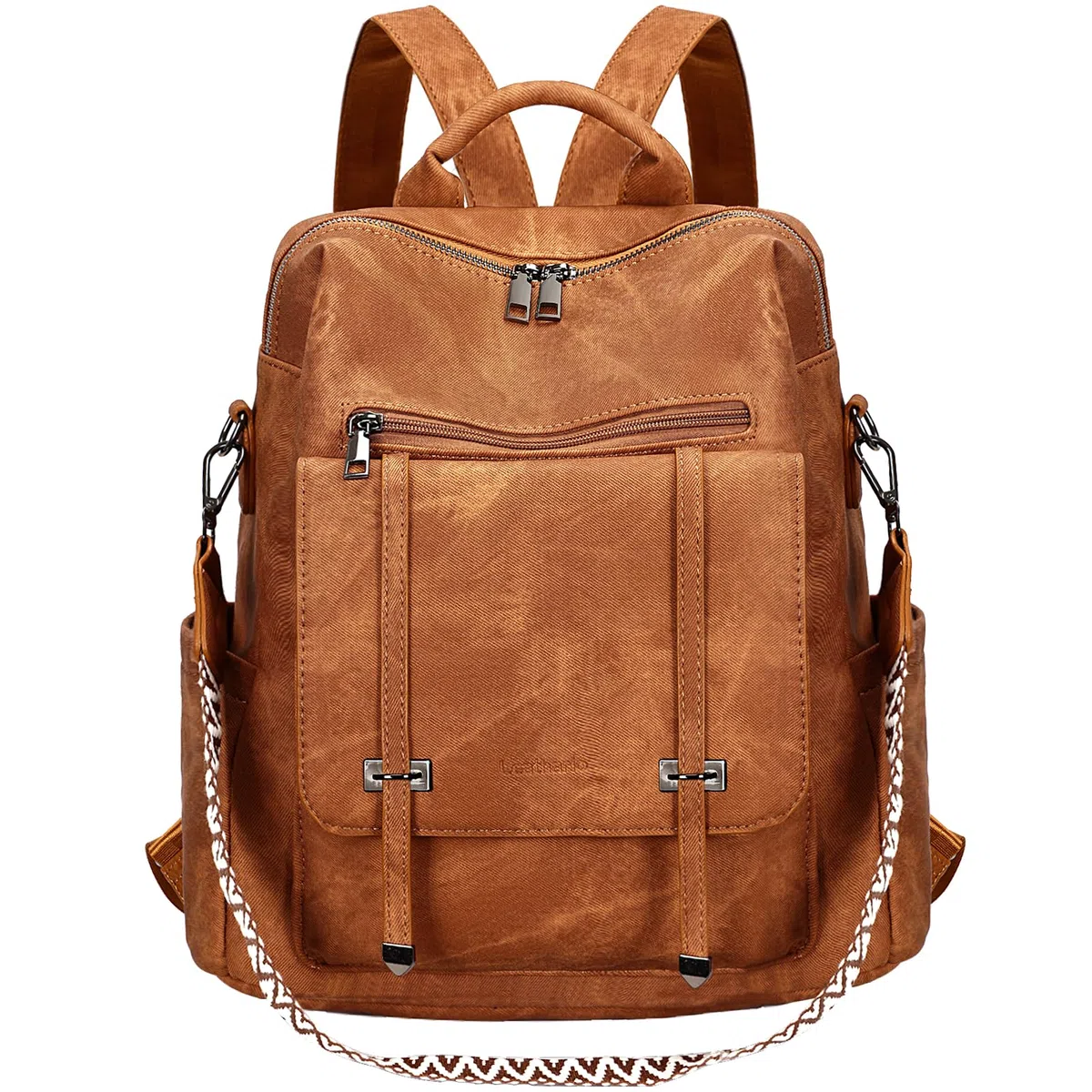 Leathario Zaino Donna in Pelle Vegana Impermeabile Antifurto,Borsa Elegante 3-in-1,Zaino da Lavoro, Viaggio e Uso Quotidiano(Marrone Smerigliato)