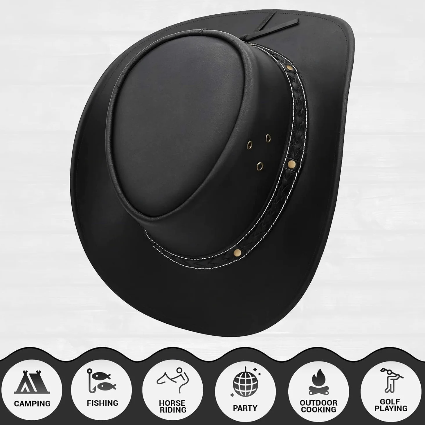 BRANDSLOCK Cappello da Uomo Vintage a Tesa Larga Stile Australiano a Tesa Unita sotto Il Cappello Bush