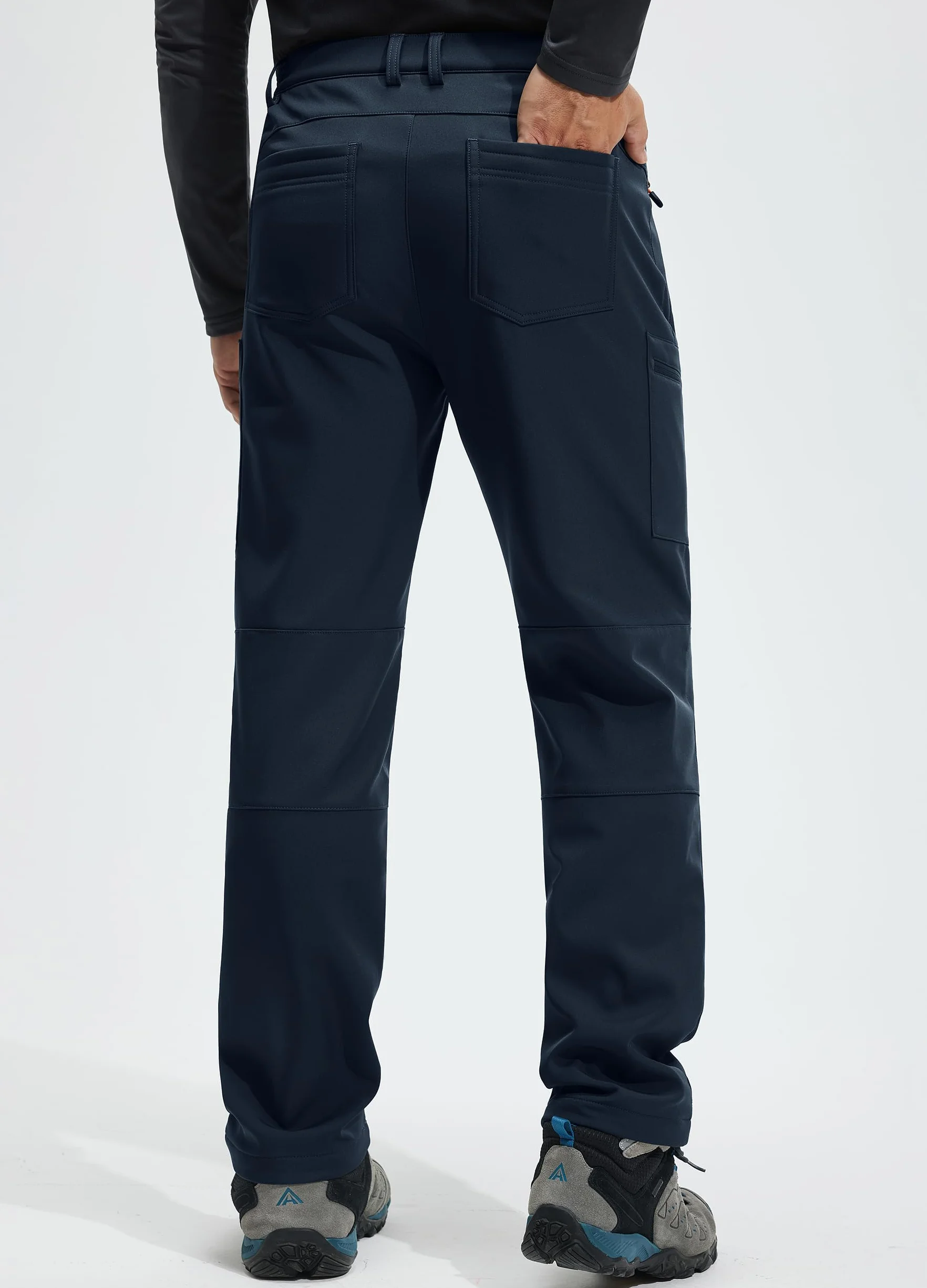 Libin Pantaloni da Neve Uomo Softshell Trekking Impermeabile Invernali Escursionismo Pantaloni Tasca con Cerniera, Navy Blu XXXL