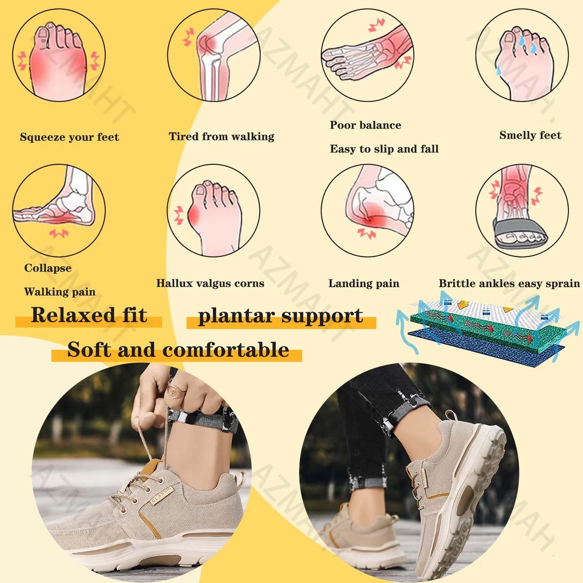 Scarpe sanitarie Uomo comode Estive Casual Scarpe da Passeggio Scarpe diabetiche Scarpe Comode Anziani Scarpe sanitarie Uomo Scarpe da Corsa Antiscivolo,Cachi,46/280mm