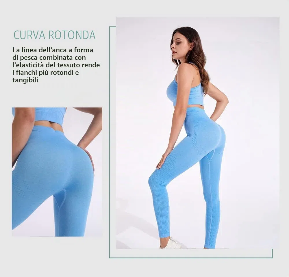 2/3set di Abbigliamento Sportivo da Palestra Senza Cuciture, Yoga Gym Leggings da Yoga a Vita alta e Reggiseno Sportivo e Top Sportivo