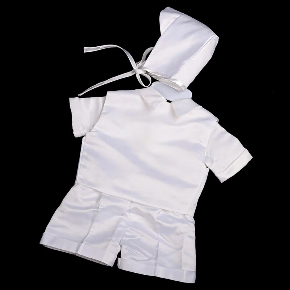 Lito Angels - Completo Abito da Battesimo in Raso con Cappello per Maschio Bimbo Bambino, Bianco, Manica Corta/Manica Lunga