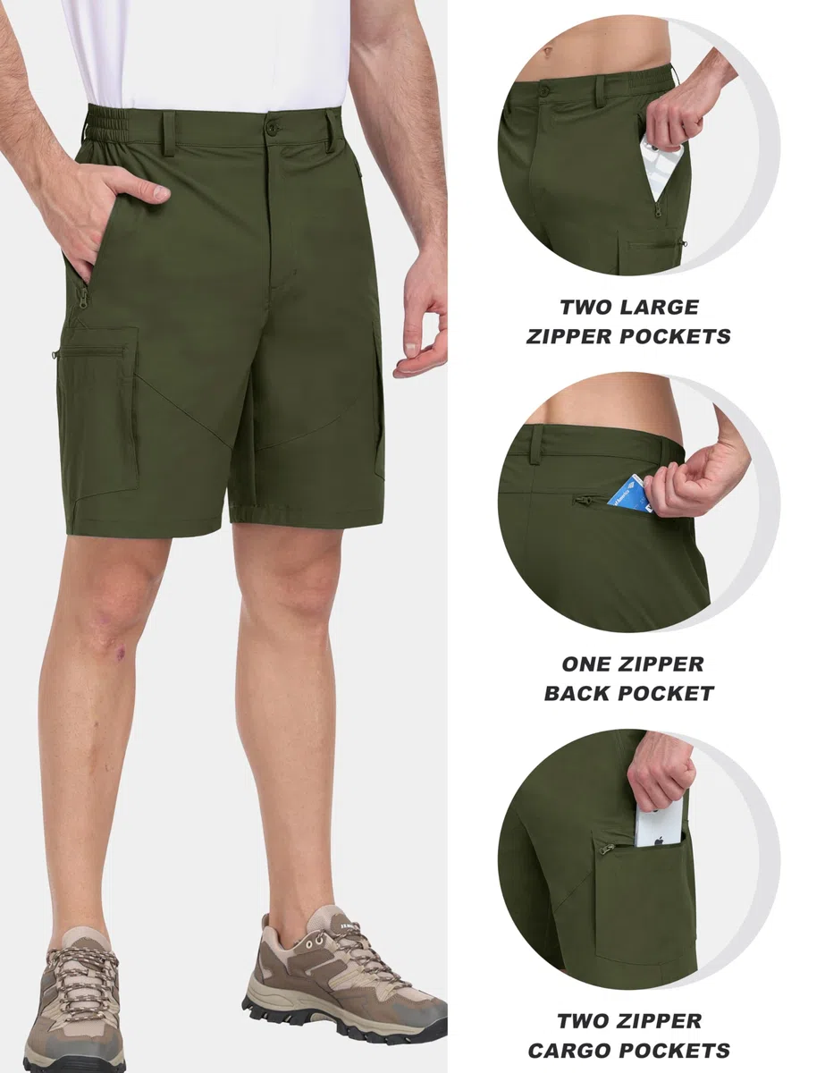 MoFiz Pantaloncini Cargo Uomo Pantaloncini da Trekking Pantaloni Corti Bermuda Golf Sportivi Leggeri Asciugatura Rapida Pantaloncini Escursionismo con 5 Tasche