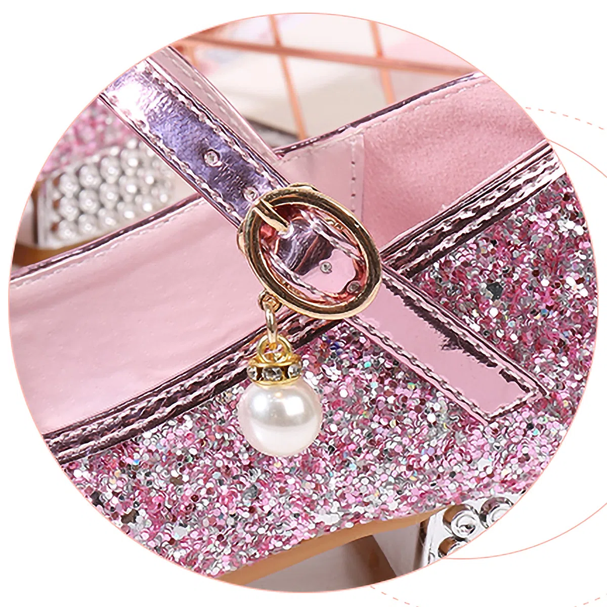 Principessa Scarpe con Tacco da Bambine e Ragazze con Fiocchi Scarpe da Principessa con Paillettes Ragazza Ballerine Glitterate Scarpe Eleganti Partito e Carnevale，Rosa