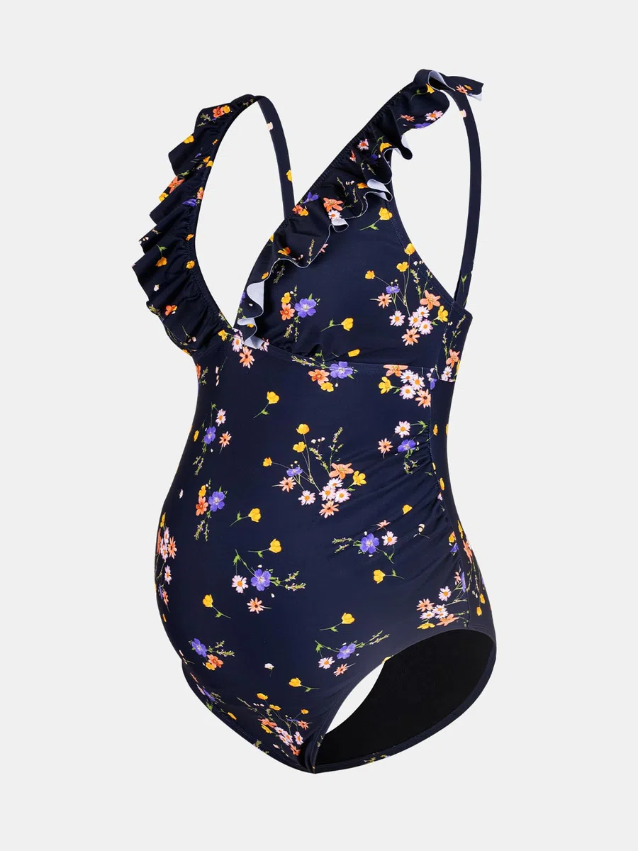 CUPSHE Costume da bagno intero premaman da donna con scollo a V profondo con volant sul retro cravatta increspata spalline regolabili costumi da bagno