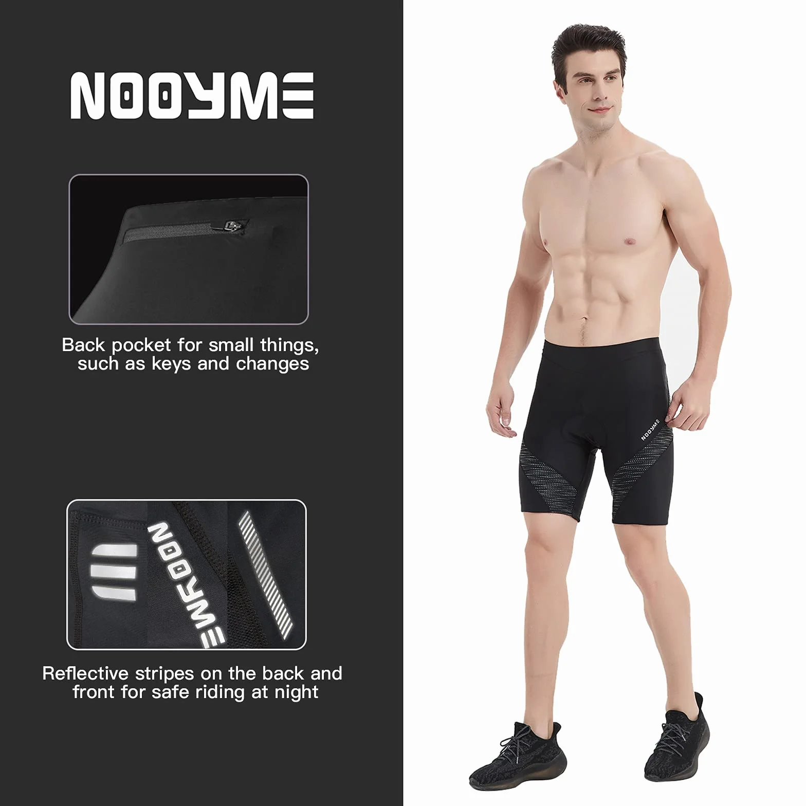 NOOYME Pantaloncini da Ciclismo Uomo Pantaloni Ciclismo con 4D Gel Imbottitura Asciugatura Rapida Traspiranti Elastici per MTB Bici Bicicletta Moto