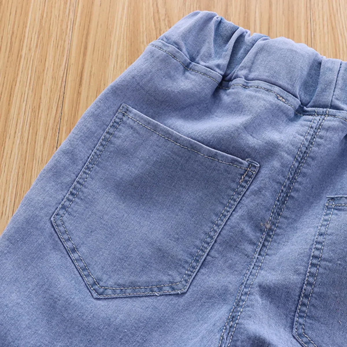Generisch Pantaloni Capri Jeans per neonati, bambine, bambini, jeans, morbidi jeans con elastico in vita, per bambini, abbigliamento estivo