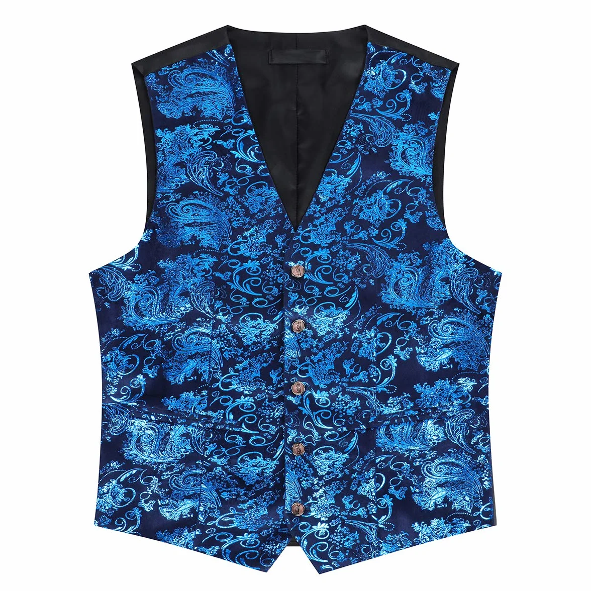 Mens Paisley Jacquard Suit Gilet Monopetto Vest Slim Fit Button Down Prom Abito Formale Gilet