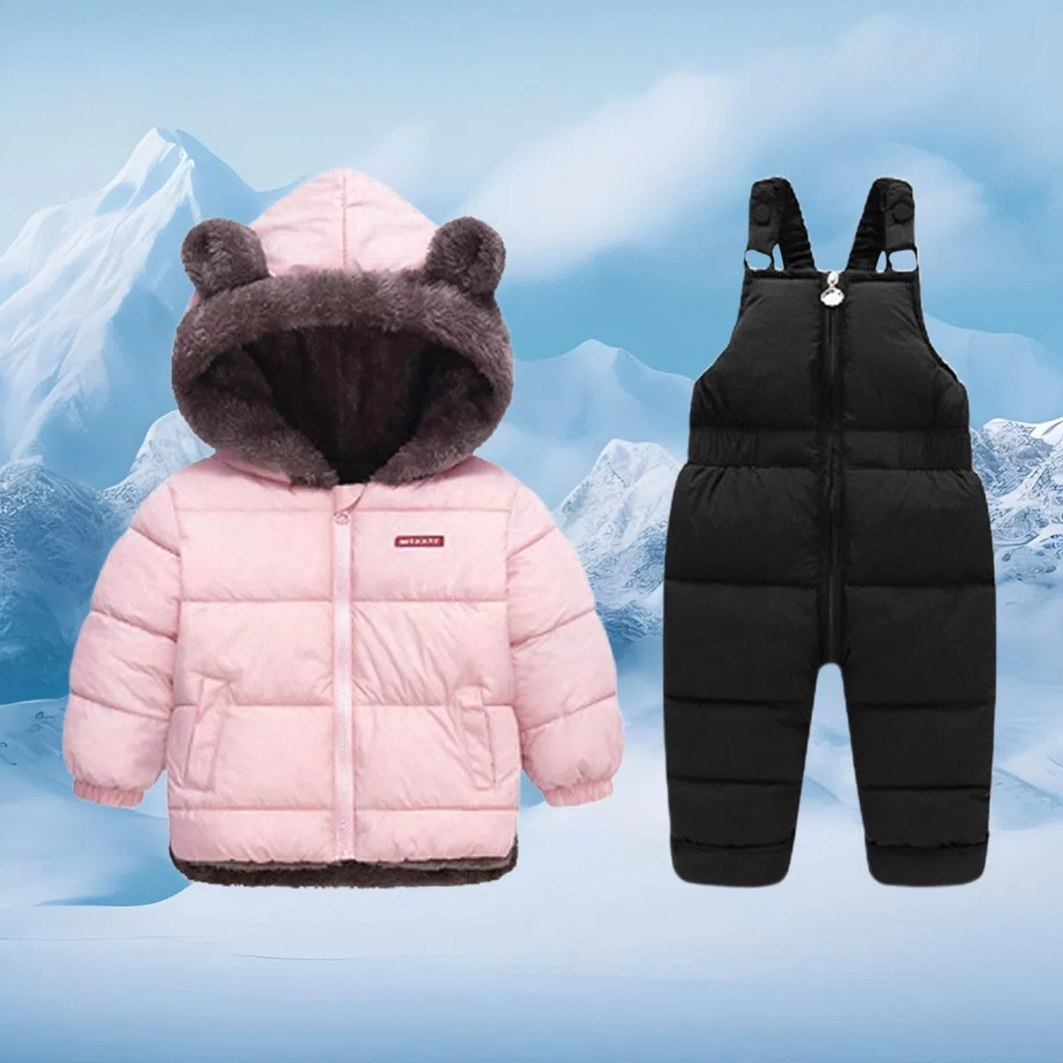 Generisch Tuta termica da neve invernale per bambini e bambine, isolata, imbottita, tuta con giacca, calda e accogliente, per bambini e bambini, per giocare a freddo