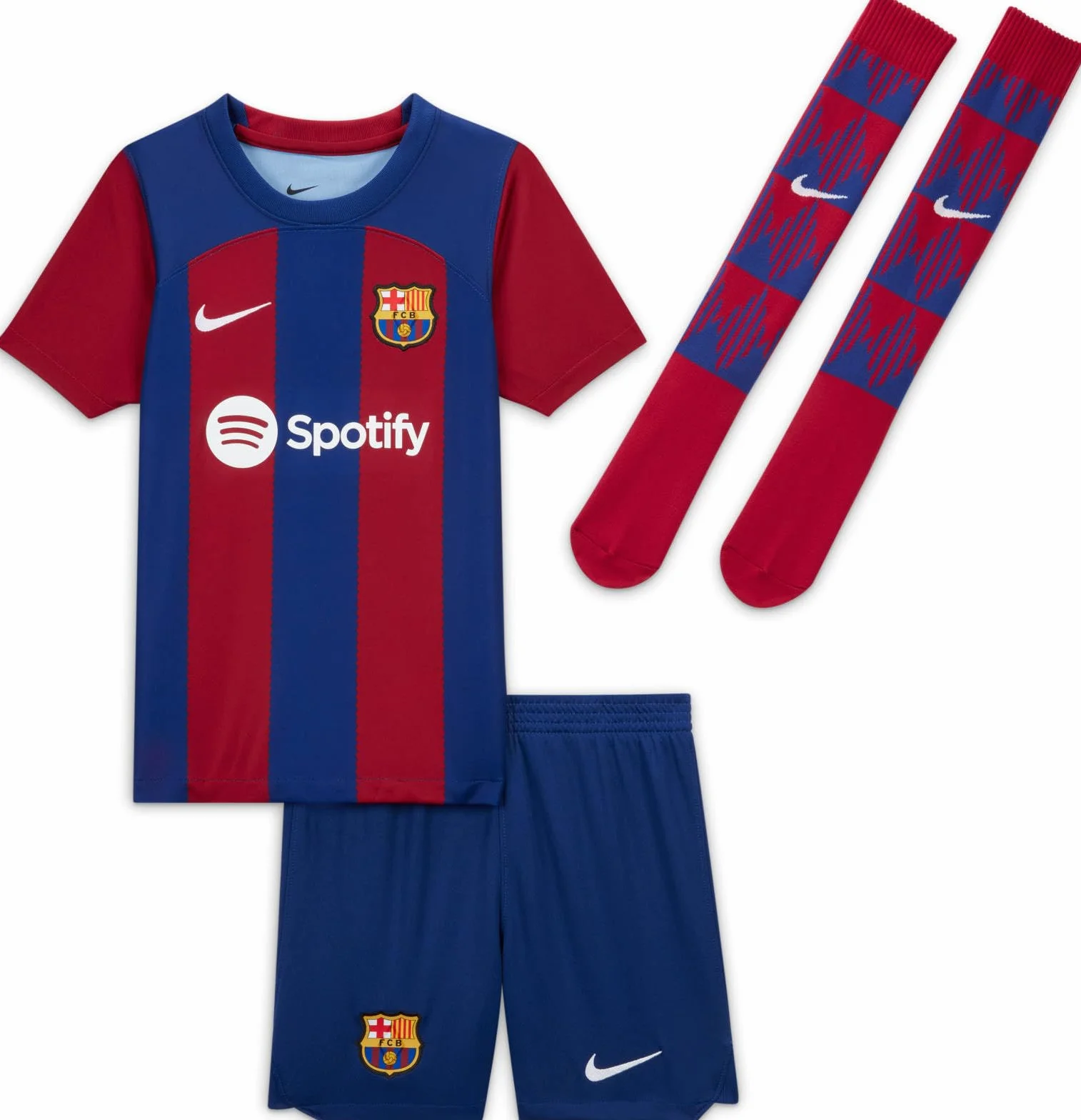 Barcelona FC DX2801-456 FCB LK NK DF Kit HM MiniKit Unisex - Bambino Deep Royal Blue/Noble Red/White L