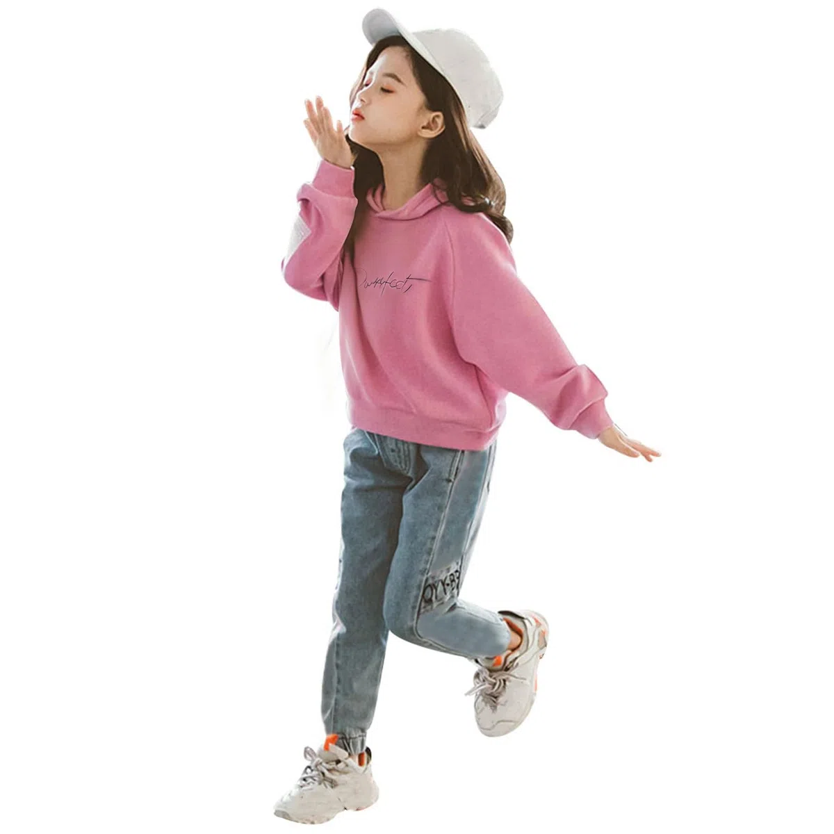 amropi 2 PCS Set Completo Ragazze Felpa con Cappuccio + Denim Pantaloni Jogging Tuta per 3-15 Anni