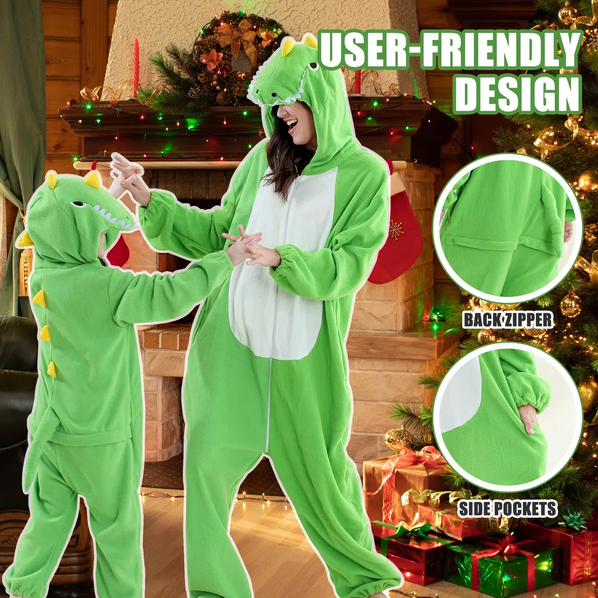 Pigiama Intero Unisex con Cappuccio a Tema Animale per Genitori e Bambini Costume per Halloween Gaming Pigiama Familiare per Ragazze e Ragazzi Completo per Feste