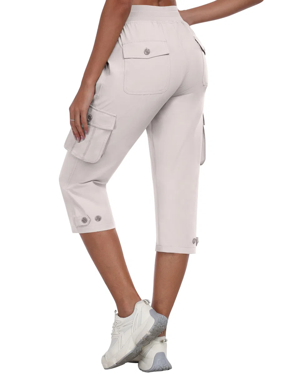 MoFiz Pantaloni Cargo Capri da Donna Estivi Pantaloni a 3/4 Trekking Sportivo Pantalone Leggero con Tasche