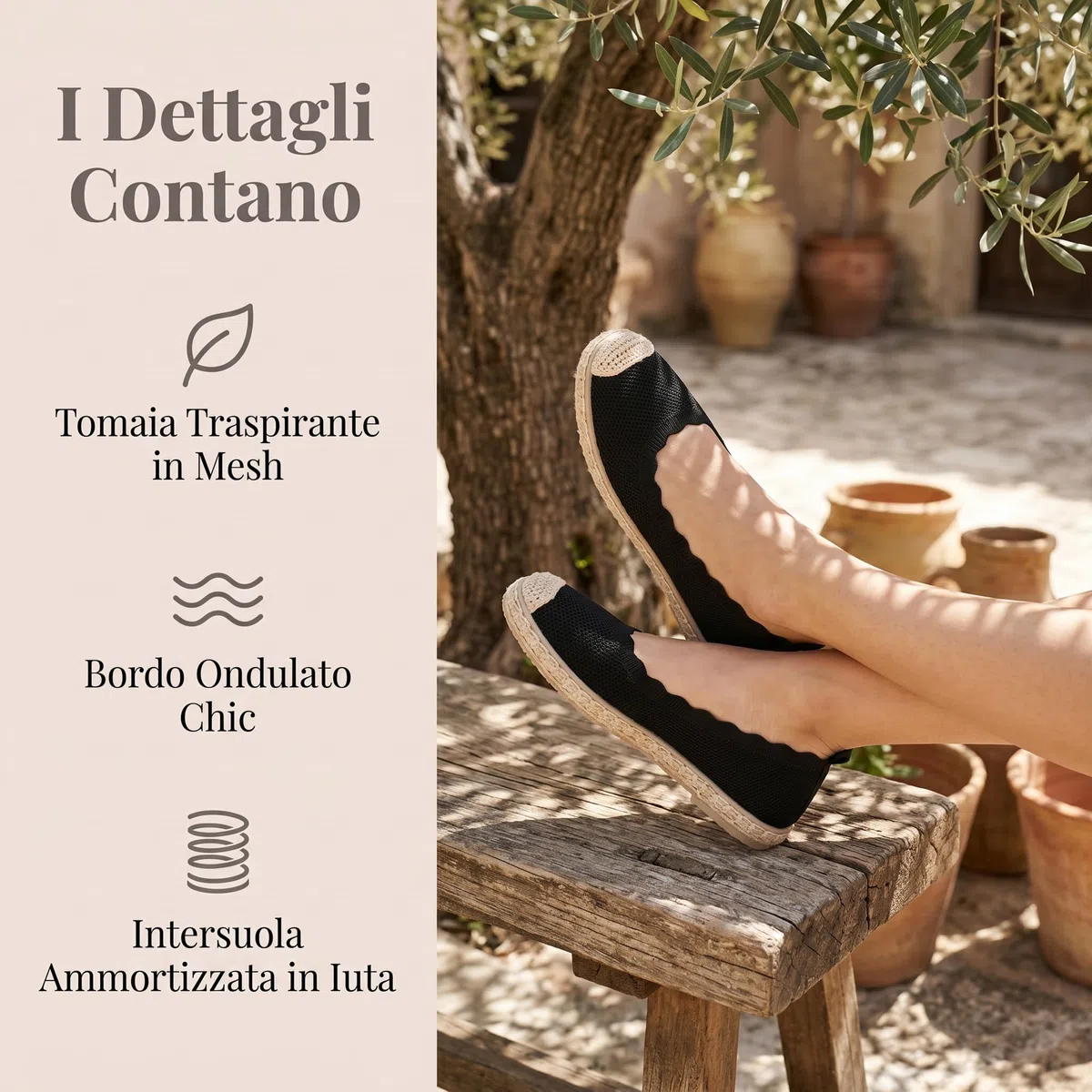 GLAMORA Espadrillas Donna Estate Ballerine Bicolore a Maglia Traspirante con Suola Sparto Scarpe Piatte Senza Lacci
