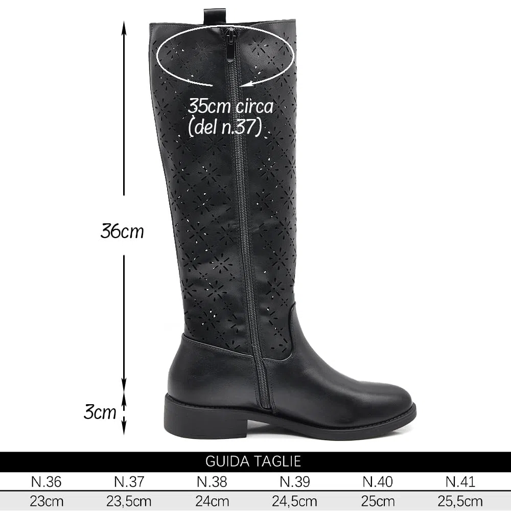IF Fashion Stivali Stivaletti da Donna Biker Motociclista Traforati Primaverili Estivi con Fibbia LY70-4