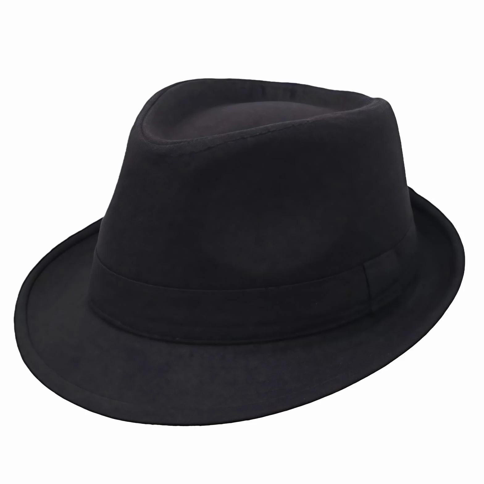 Happyupcity Cappello nero strutturato da uomo Manhattan Gangster Trilby Fedora Jazz Cap Floppy Panama Gentlemans Cappello piatto