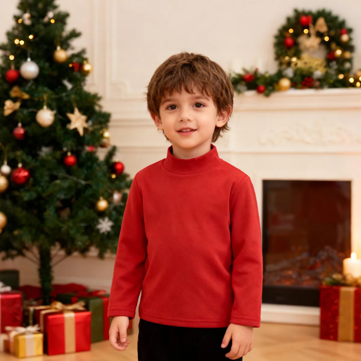 Volunboy Confezione da 3 Maglietta a Mezzo Collo Alto in Cotone per Bambini 1-6 Anni